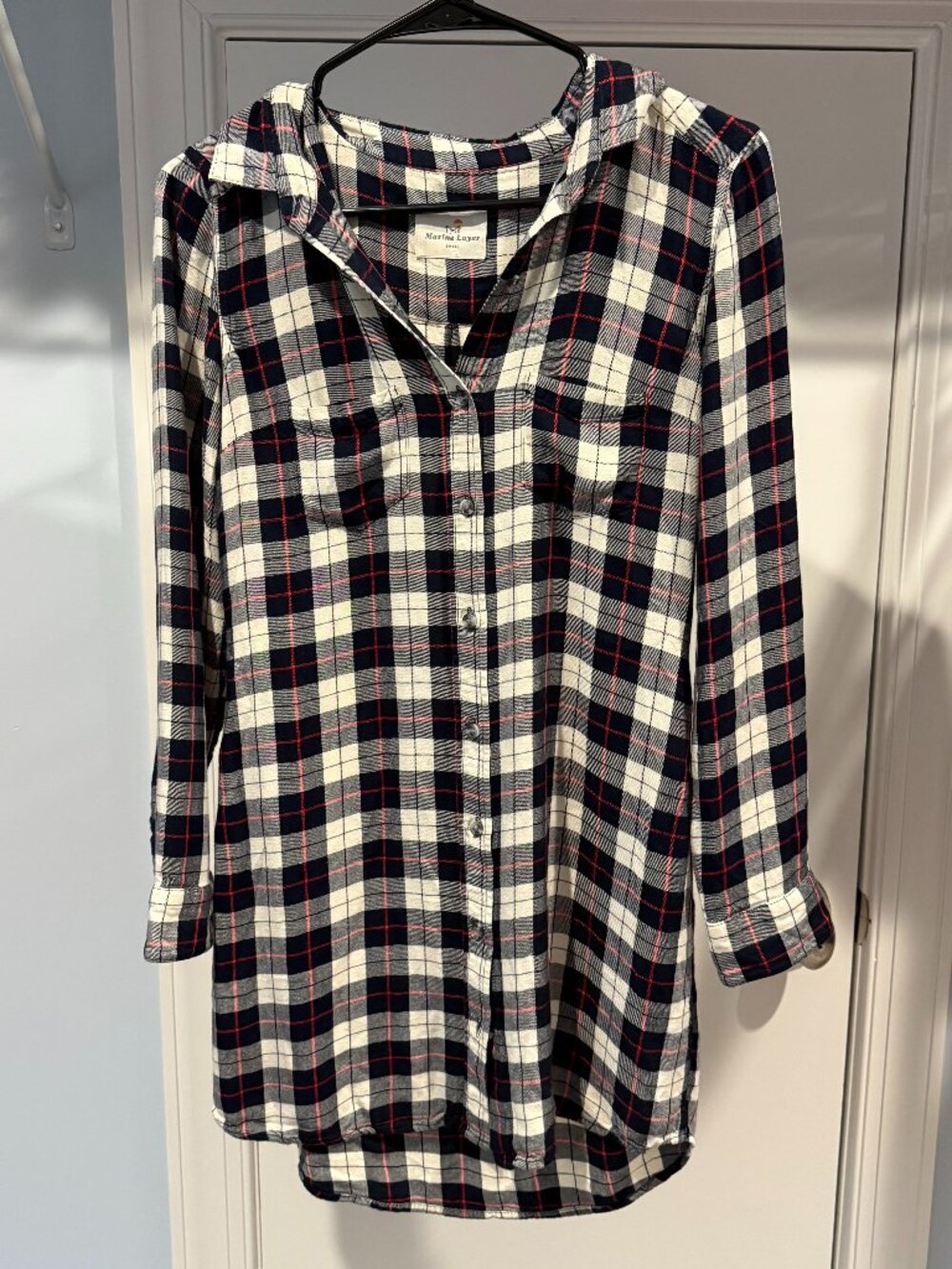 Marine Layer Dahlia Plaid Button-Up Shirt Dress. Size S